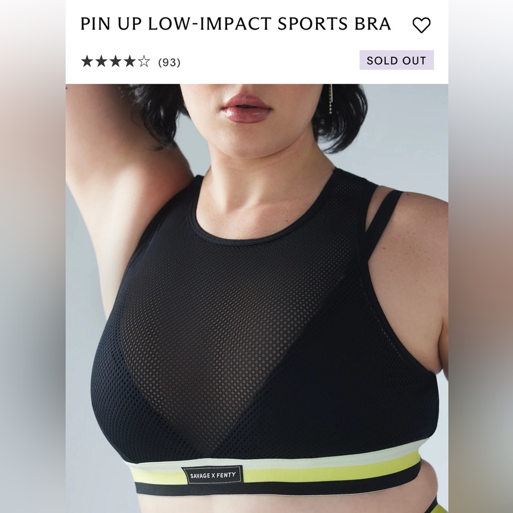 Pinup Low Impact Sports Bra Size Large with Lime Green and Light Blue Stripe